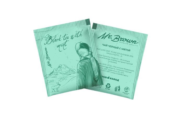 Чай пакетированный черный с мятой 2 гр. «Mr.Brown» (в коробке 300шт)
